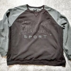 Everlast Sport Sweatshirt 2xl Black Gray Pullover Distressed 90s Y2K crew neck